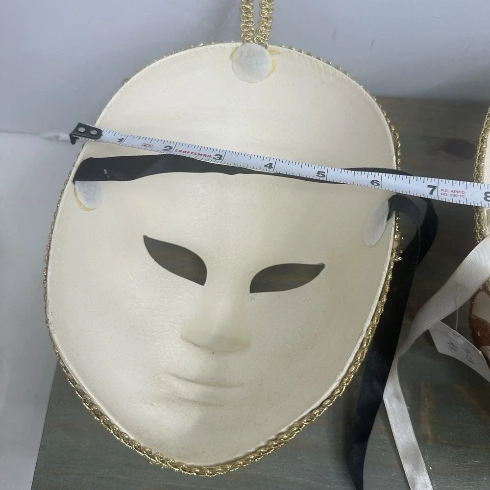Lot Of 2 Venetian Mardi Gras Mask MASQUERADE CARNIVAL PARTY Floral Hand Painted